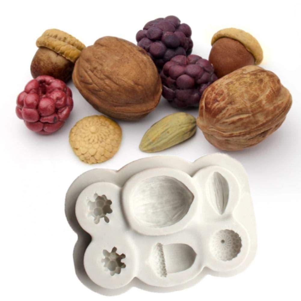 Bontannd Brown Nuts & Berries Moulds Fondant Cake Decorating Tools Silicone Sugarcraft Chocolate Baking Tools Diy Cakes Molds 1Set