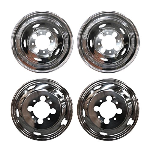VioGi Fit 4pcs Front+Rear Polished Stainless Steel 17" Dually 8 Lug 5 Hand Hole Wheel Simulators Hub Caps Skins Liners Covers w/ Removable Centre Caps For 03-14 Dodge Ram 3500 Dually With 17" 8 Lug 5 Hand Hole Wheels