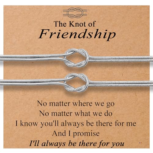 Gifts for Women Best Friend Bracelets for 2 Friendship Knot Bff Long Distance Christmas, Valentine, Birthday Gifts for Bestie