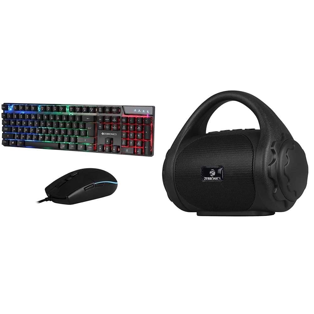 Zebronics War Gaming Keyboard and Mouse Combo,Gold Plated USB, Braided Cable,Multicolour LEDs/Gaming (B0BQXYDWGN) Amazon Price History, Amazon Price Tracker