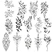 Konsait 14 feuilles Sexy Réaliste Fleur Tatouages Temporaires Pour Adulte Femme Enfants Noir Tattoos Éphémères Étanches Rose Fleur Grand Bras Faux Autocollants De Tatouage