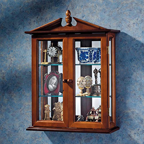 Design Toscano Amesbury Manor Glass Wall Mounted Storage Curio Cabinet, Mahogany #TOP6
