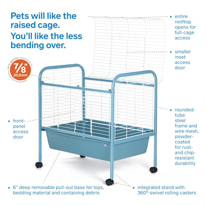 Image of Prevue Pet Products Small Animal Home with Rolling Stand - Blue