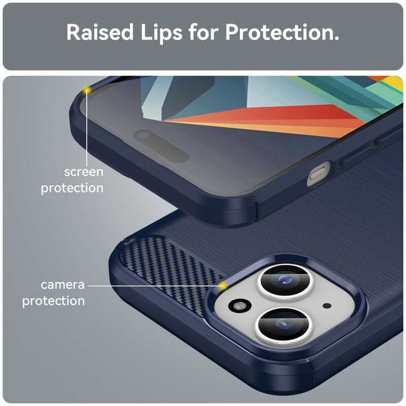Image of Hybrid Carbon Fiber Back Case for iPhone 15 Plus (Blue)