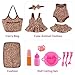 BABESIDE 11-Piece Baby Doll Clothes & Accessories for 10-12 Inch Dolls - Feeding Set with Carry Bag, Bottles, Tableware, Outfits for Newborn Girl (Leopard Pattern)