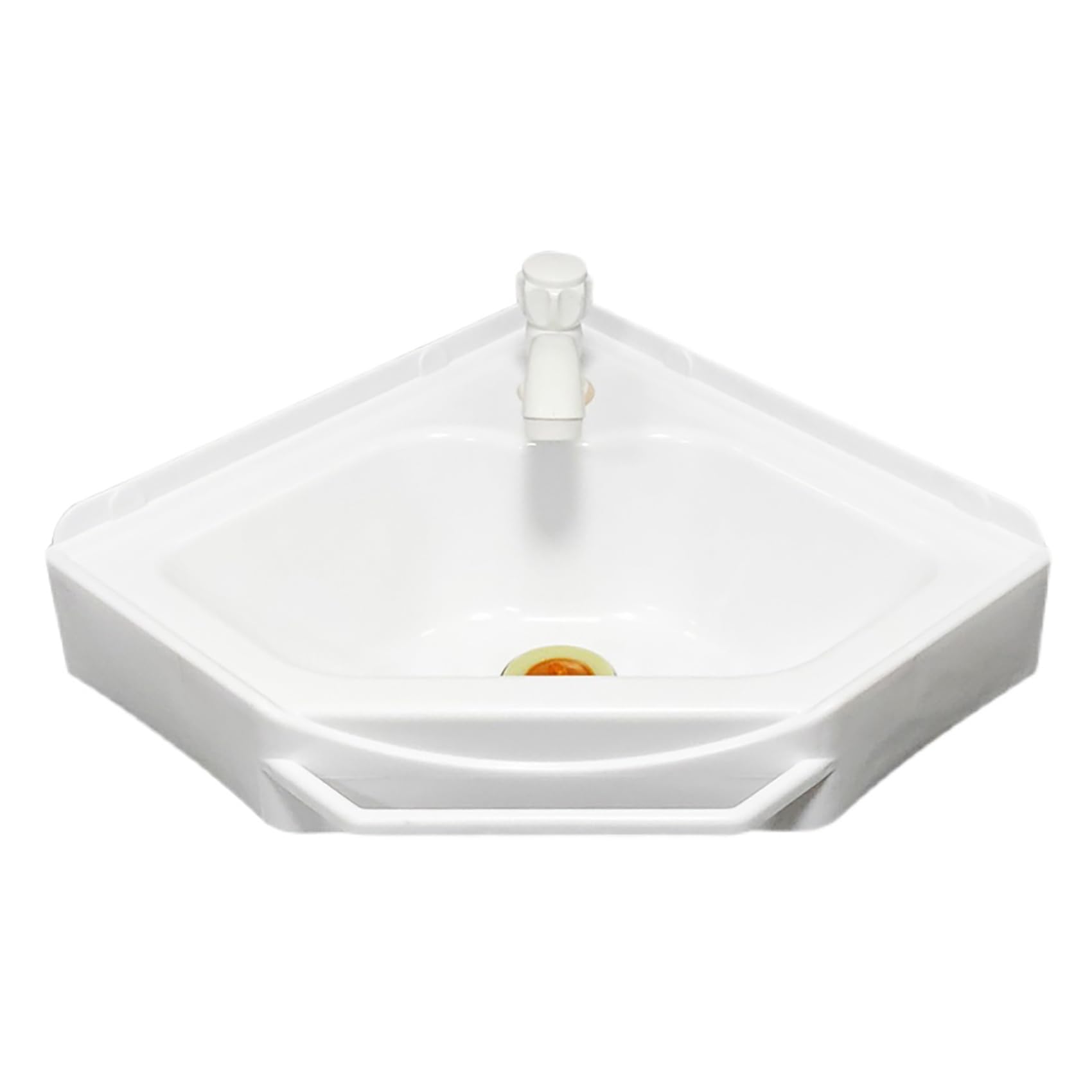 Fregadero esquinero de pared de 38 x 20 x 10 cm, de plástico, color blanco, para invitados, baño, camping, jardín, sótano, construcción, fregadero compacto para lavar a mano