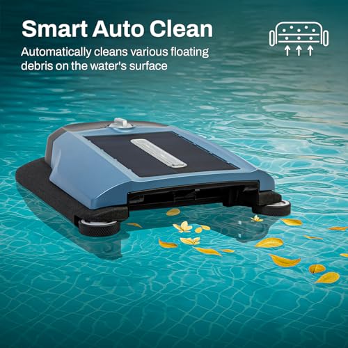 Image of Betta Flex Solar-Powered Robotic Pool Skimmer - Cordless with Dual Cleaning Modes, Soft-Touch Pool Protection. Compatible with Infinity Edge, In-Ground & Above-Ground Pools (Blue)