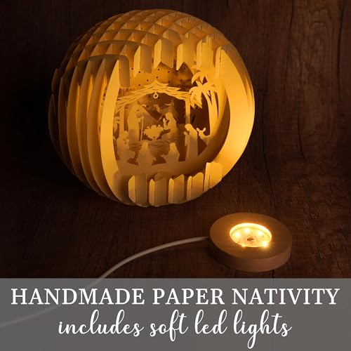 Ilumine o presépio interno com luz LED para mesa, decorações de papel de Jesus de Natal, pequenos en