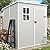 VONZOY Outdoor Storage Shed, 6x6 FT Resin Shed with Floor and Lockable Door, Window & Vents, Tool Sheds & Outdoor Storage for Bike, Garden Accessories, Tools, Waterproof (Grey & White)