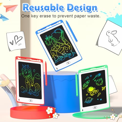 Image of Party Favor LCD Writing Tablet for Kids, 8.5 Inch Colorful Doodle Board Drawing Tablet, Educational Learning Toys Birthday Gifts for Boys Girls Age 3 4 5 6 7 8 (12 Pack)