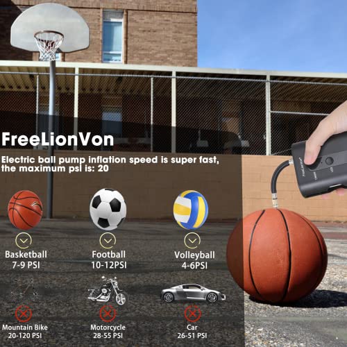 FreeLionVon 2024 newest Electric Ball Pump,Smart Air Pump Portable Fast Ball Inflation,(Max 20PSI) with Ball Needle*2 for (football, basketball, volleyball, rugby, beach balls,soccerball) FreeLionVon 2024 newest Electric Ball Pump,Smart Air Pump Portable Fast Ball Inflation,(Max 20PSI) with Ball Needle*2 for (football, basketball, volleyball, rugby, beach balls,soccerball)