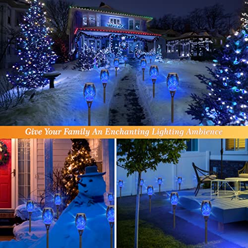 Upgraded Solar Outdoor Lights, 8 Pack Solar Torches Lights With Flickering Flame For Garden Decor, Mini Solar Landscape Lights Outdoor Waterproof For Pathway, Porch, Yard Christmas Decoration (Blue) #TOP5