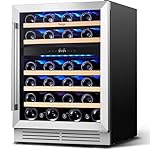 Yeego Wine Fridge Cooler - 24 Inch Dual Zone Wine Fridge Hold 47 Bottles, 40-65°F Wine Refrigerator Glass Door, Built in, Freestanding Under Counter Fridge for Beer Soda Drink Home Bar Office