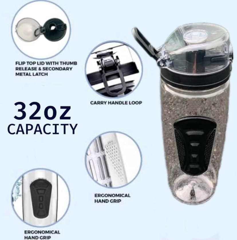 Miniatura 2 de Botella de agua deportiva, tapa superior abatible y doble agarre antideslizante, sin BPA, 32 onzas