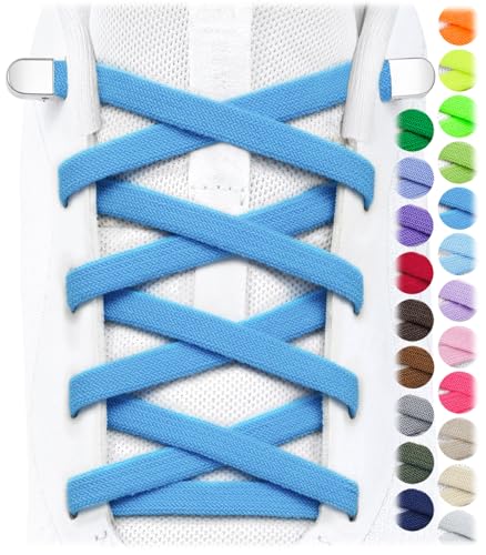 Image of Stepace 2 Pairs Elastic No Tie Shoe Laces for Kids and Adults Sneakers, Stretch Flat Tieless Shoestrings