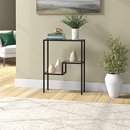 Henn&Hart 22" Narrow Glass Rectangular Console Table Entryway Table, Sofa Table with Two-Tiered Glass Shelf for Entryway, Living Room, Couch, Hallway, or Office, Black by Henn&Hart - Image 7