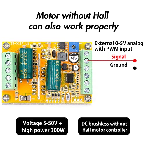 RioRand 300W 5-50V 3-Phase PWM DC Brushless Motor Speed Controller (Sensorless) – for Hall-Free Brushless DC Motors, DIY Robotics, Electric Tools & PLC Systems - Image 4