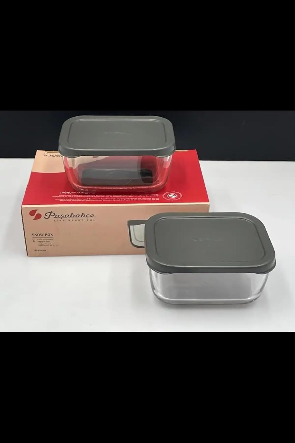 Paşabahçe SNOW BOX SAKLAMA KABI 420 CC İKİLİ PLASTİK GRİ KAPAKLI