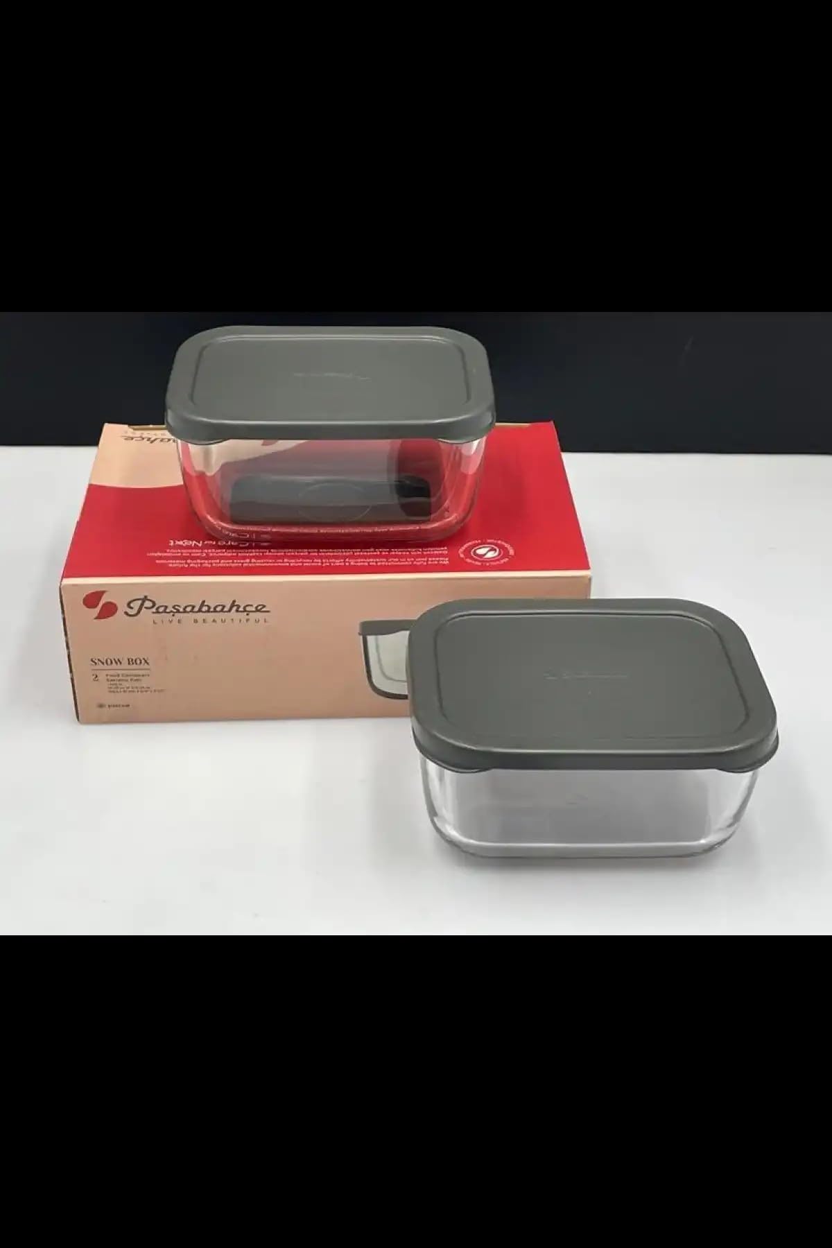 Paşabahçe SNOW BOX SAKLAMA KABI 420 CC İKİLİ PLASTİK GRİ KAPAKLI