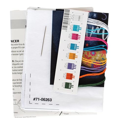Image of Dimensions 71-06263 Stars Shine Embroidery Needlepoint Kit for Beginners with Printed Fabric, 5 inch x 7 inch, Multicolor, 4 Pieces