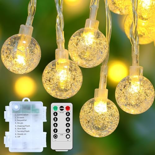 Large Battery Operated String Lights 17Ft 30LED Big Bubble Battery
