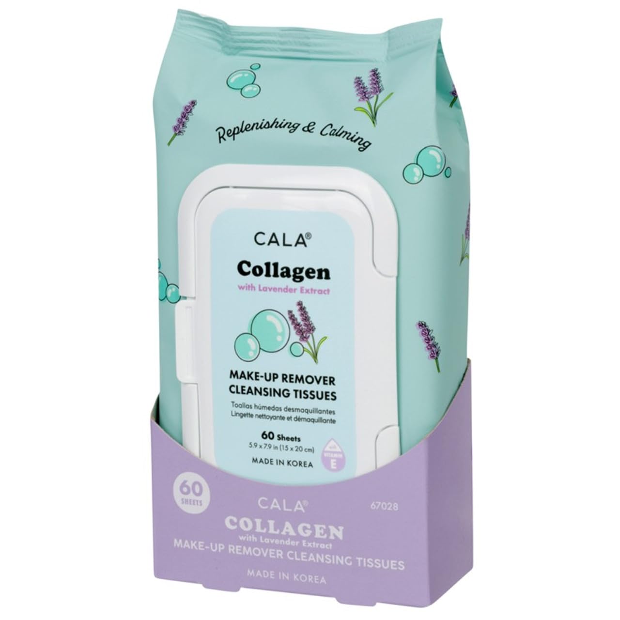 CALA Collagen Makeup Remover Cleansing Tissues, Waterproof Eye Makeup Wipes, Deep Cleansing Face Towelettes Leave Skin Soft Smooth Moisturized, Free