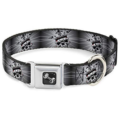 Collier de chien tête de mort imprimé avec boucle originale en forme d'os