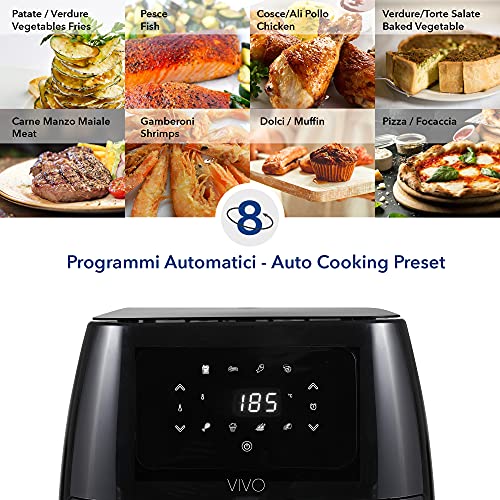 CLASSE ITALY Heteluchtfriteuse, 6,5 liter, Air Fryer met 8 programma's, touch-display, instelbare kooktijd en temperatuur, BPA- en PFOA-vrij, 1700 W - Afbeelding 3
