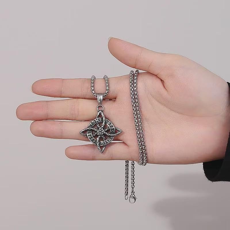 Witches Knot/Viking Rune Mannaz/Pentagram Necklace Amulet Pendant Jewelry Gifts for Women Men2