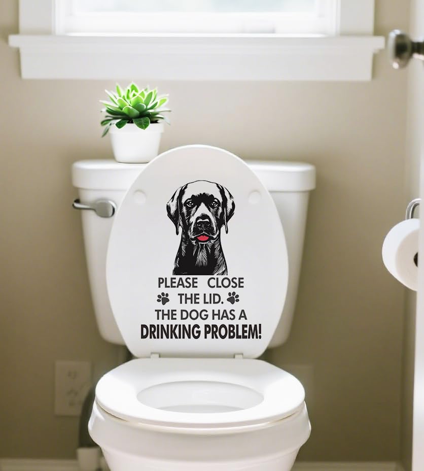 Funny Labrador Retriever Dog Toilet Lid Stickers, Removable