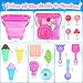 Collapsible Beach Toys Set for Kids Toddlers Girls, Collapsible Sand Bucket and Shovels Set with Mesh Bag & Sand Molds, Ice Cream Travel Sand Toys for Beach, Sandbox Toys for Toddlers Kids Age 3-10