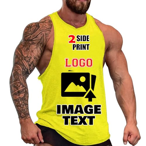 Custom Summer Tank Tops for Men Personalized Tank Tops with Logo Text Picture Customized Shirts Sleeveless for Gym