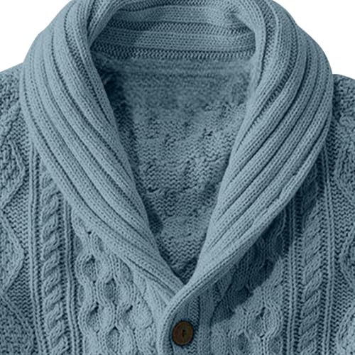 Mens Cable Knit Cardigan Casual Shawl Collar Sweater Button Down Knit Textured Cardigans Long Sleeve Vintage Sweaters3