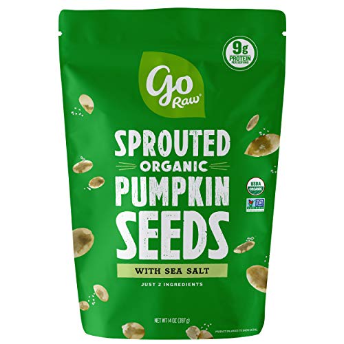 Go Raw Pumpkin Seeds with Sea Salt, Sprouted & Organic, 14 oz. Bag | Keto | Vegan | Gluten Free Snacks | Superfood