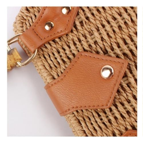 Woven Straw Handbag for Women, Beach Shoulder Bag Summer Handmade Purse Wicker Rattan Crossbody Top Handle Bag 5
