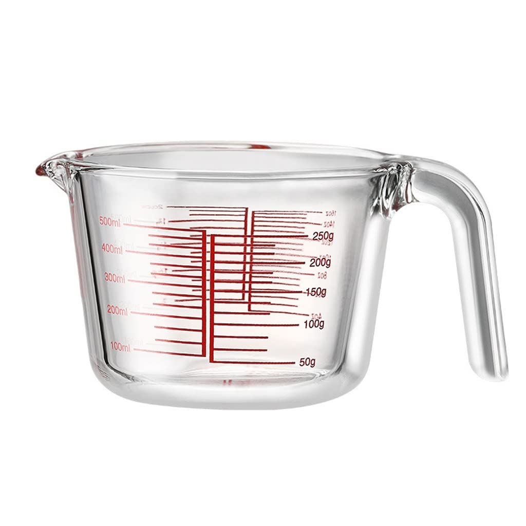 Tasse à mesurer Tasse à mesurer en Verre avec échelle Tasse à Eau Cuisson Échelle Tasse Ménage Tasse à mesurer résistante aux Hautes températures (500 ML)
