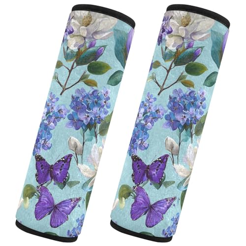 Image of 2 Pack Elegant Hydrangeas Magnoli Seatbelt Covers Seat Belt Cover Pad for Adults Boys Girls Car Seat Strap Covers Pads Cushion Universal Shoulder Strap Pad Protector for Backpack Camera Bag 10x7.7Inch