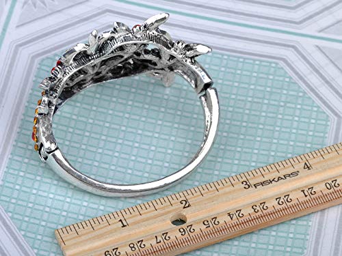 Alilang Silvery Tone Shiny Colorful Crystal Rhinestones Flying Dragonfly Firefly Insect Cuff Bangle Bracelet2
