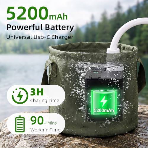 Ducha portátil para camping con batería recargable de 5200mAh miniatura 2