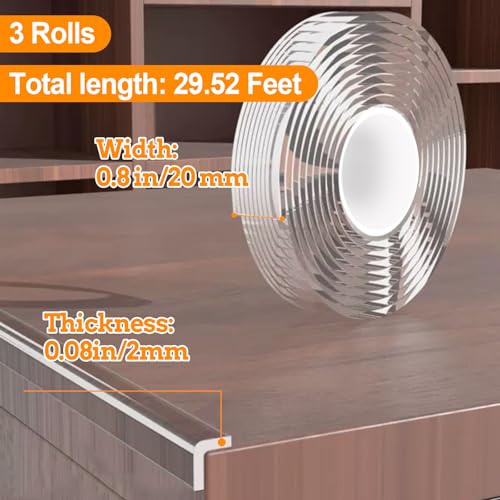 Image of 0.8 in x 9.84 FT,3 Pack Clear Soft Corner Protectors for Furniture Strip,Sharp Edge & Table Bumper,Window Edge,Wall Protector, Soft Corner Guards Safe for Proof,Table Corner Protectors in Family