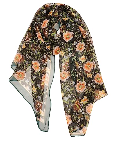 YOUR SMILE Ladies/Women's Lightweight Floral Print/Solid Color mixture Shawl Scarf For Spring Summer season (208)