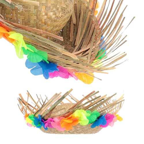 BESTonZON Sombrero Hawaiano de Paja Lei para Hombre Gorro de Hojas de Girasol Accesorio para Disfraces y Fiestas Temáticas de Playa
