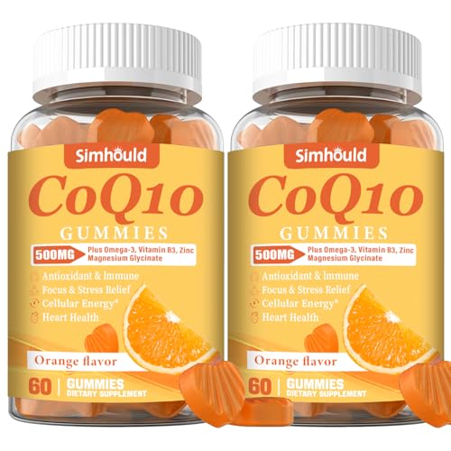 2 Pack CoQ10 500MG Gummies - Plus Omega-3 Magnesium Vitamin B3 & Zinc - 3X Better Absorption Coenzyme Q10 Supplements for Heart Health Cellular Energy & Antioxidant Non-GMO 120 Counts