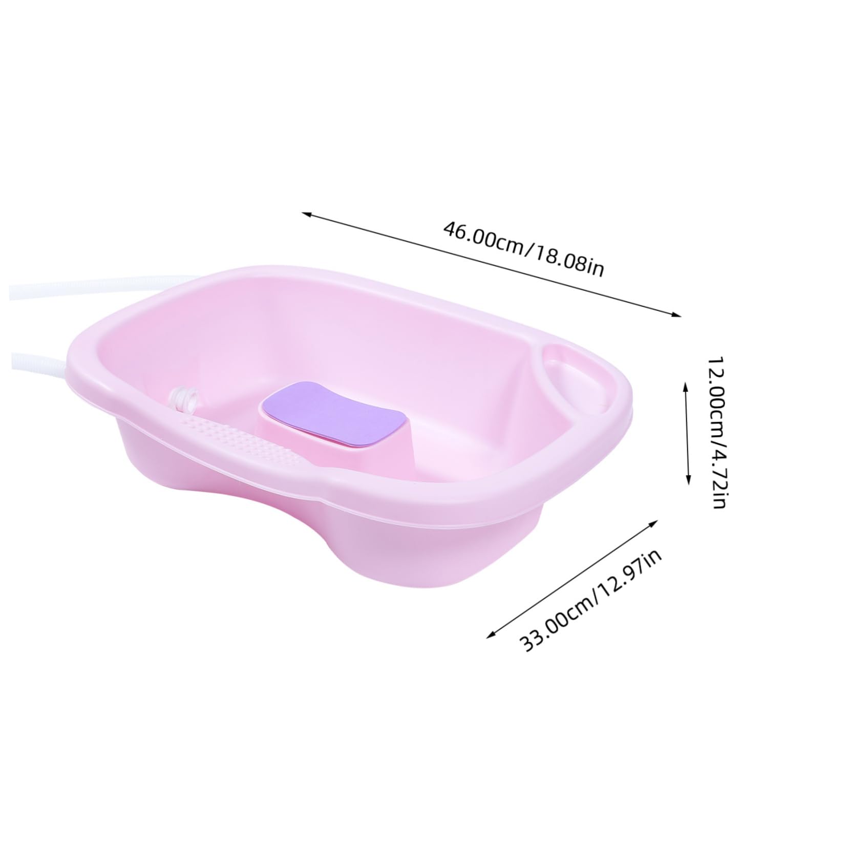 Bacinella Lavatesta Portatile in Pp Rosa per Persone Mobilità Ridotta | Supporta Testa, Collo e Spalle, Lavaggio Comodo da Sdraiati, Uso Domestico