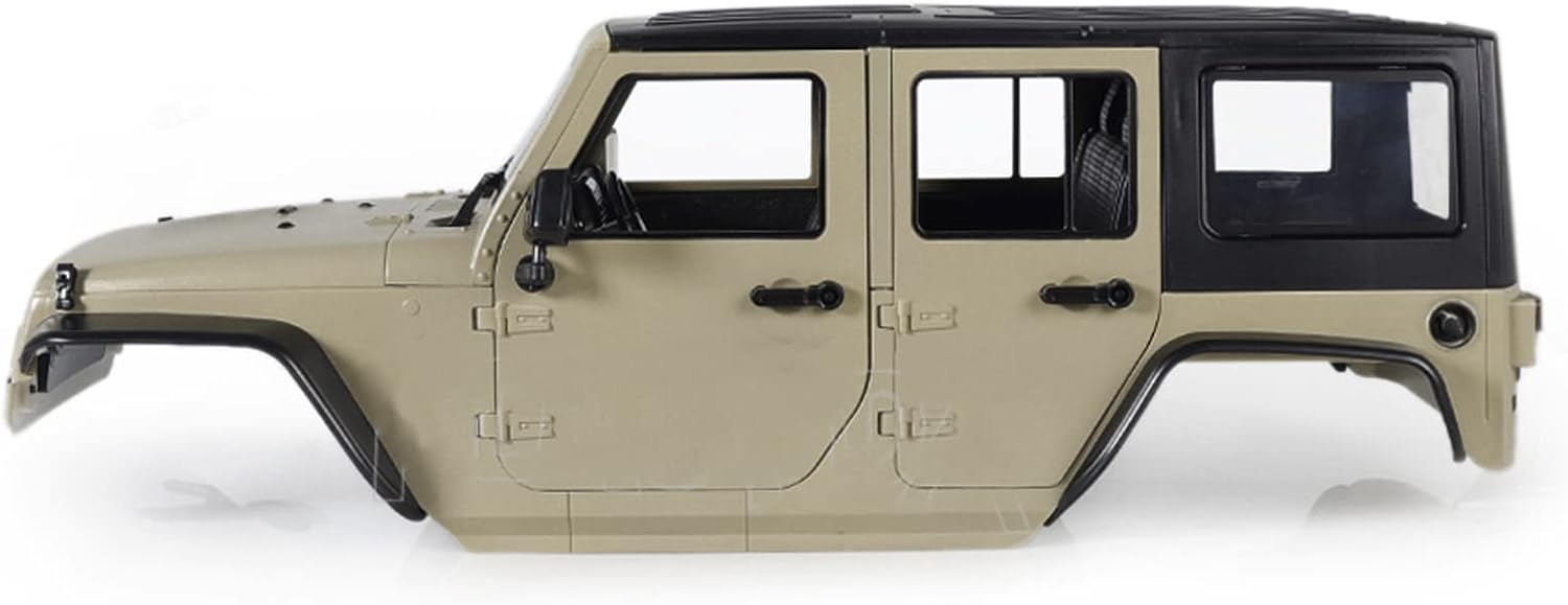 1/10 RC Crawler Body 313mm 4 Door Wheelbase Jeep Wrangler JK Rubicon Body for 1/10 Scale RC Body Jeep Shell Hard Body Shell Kit Axial SCX10 90046 90047 RGT EX86100(Army Green)