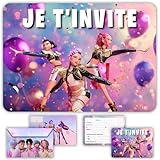 Glowiibo Lot de 12 Cartes Invitation Anniversaire Demon Hunter Danse Kpop avec Enveloppes ...
