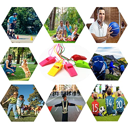 YUEMING 5 Stück Plastikpfeife Pfeifen, Trillerpfeifen,mit Lanyard für Partysportarten, Zufällige Farben
