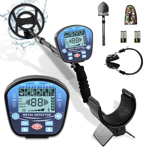 LOUVEROLA Upgraded Waterproof Metal Detector for Adults, Professional High Accuracy Gold Detector with LCD Display, 10'' Detection Depth, Advanced DSP Chip Metals Detectors, Blue, TCY00001