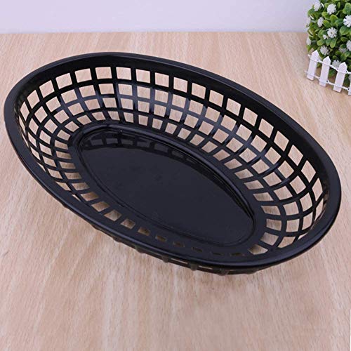 Foodservice Fast Food Baskets 9.25 x 6 inch Oval Set of 24 Black - Thumbnail 5