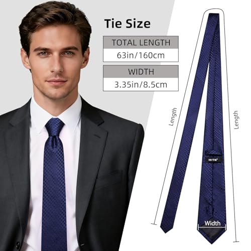 Image of Hi-Tie 63 inches Striped Paisley Extra Long Ties for Men Silk Necktie with Lapel Pin Tie Clip Big and Tall Men Formal Wedding